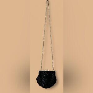 Coloriffics Black Beaded Clutch with Chain